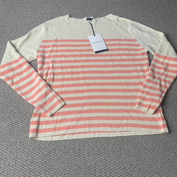 Who What Wear Womens Sweater Size Medium Pink Tank Striped Long Sleeves Slim Fit - Picture 2 of 12